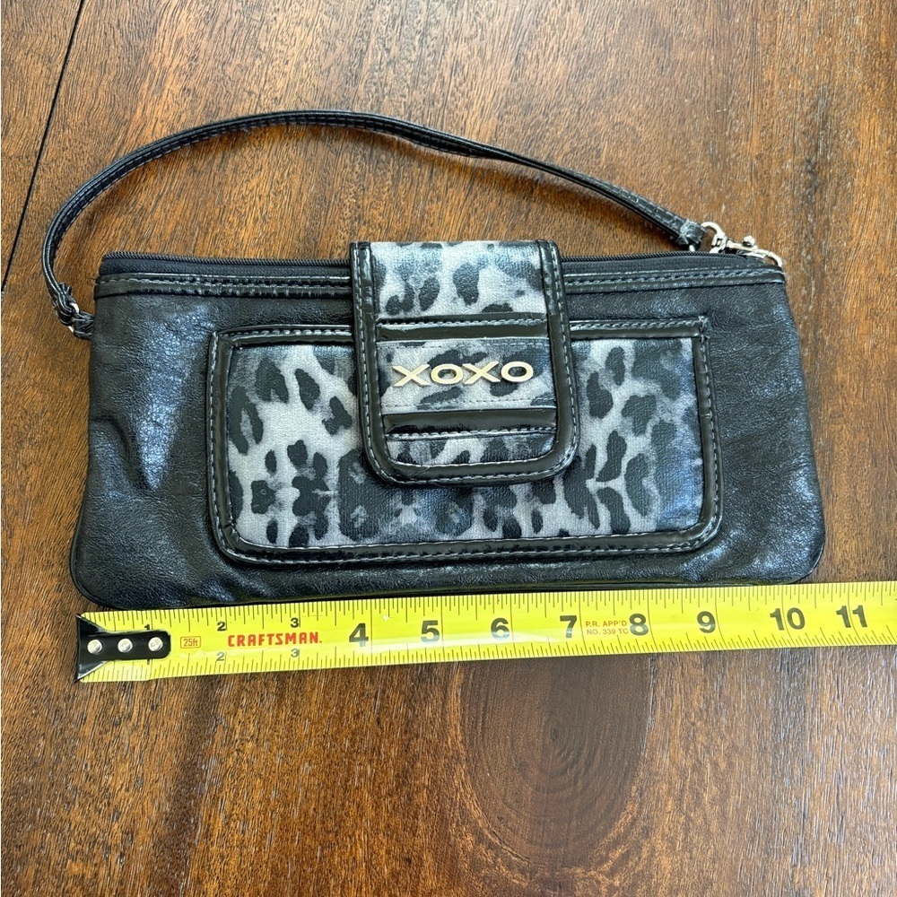 Y2K XOXO Black & Gray Cheetah Print Wristlet Wallet Clutch Faux Leather - Picture 8 of 10